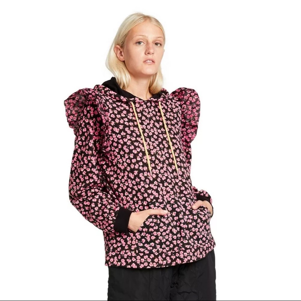 Sandy Liang X Target Women's‎ Floral Print Ruffle Hoodie